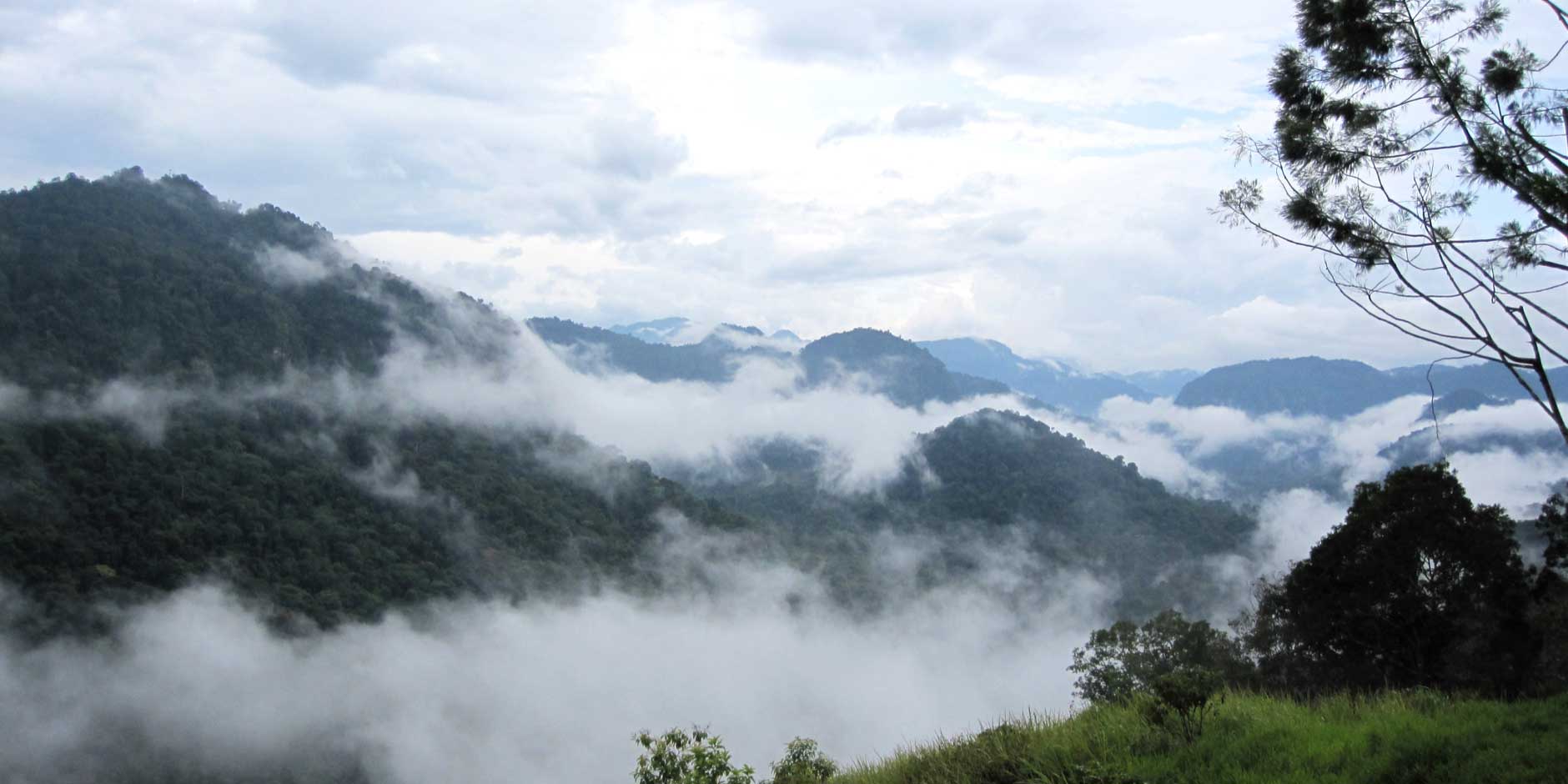 Mountain range in mist Papua New Guinea