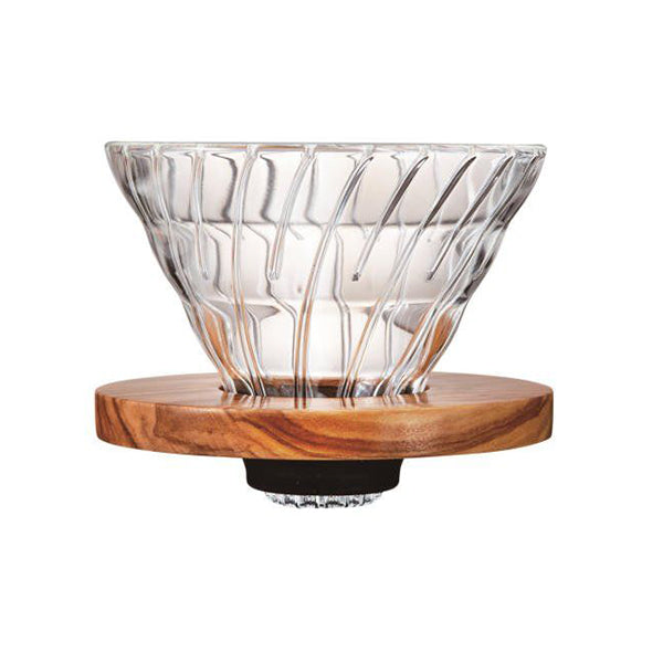 Hario V60 glass dripper - 2cup olive wood